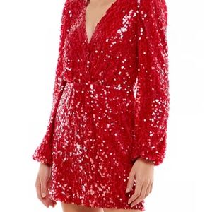NWT WAYF X Emma Rose Carrie Sequin Long Sleeve Mini Dress